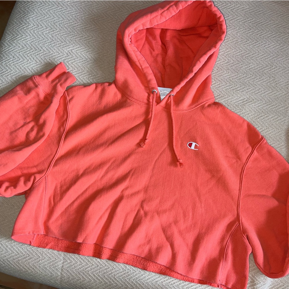 Coral Champion Crop hoodie
